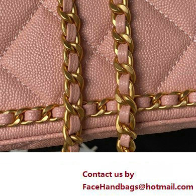 Chanel Grained Calfskin  &  Gold-Tone Metal Chain Flap Bag AS4489 Pink 2023